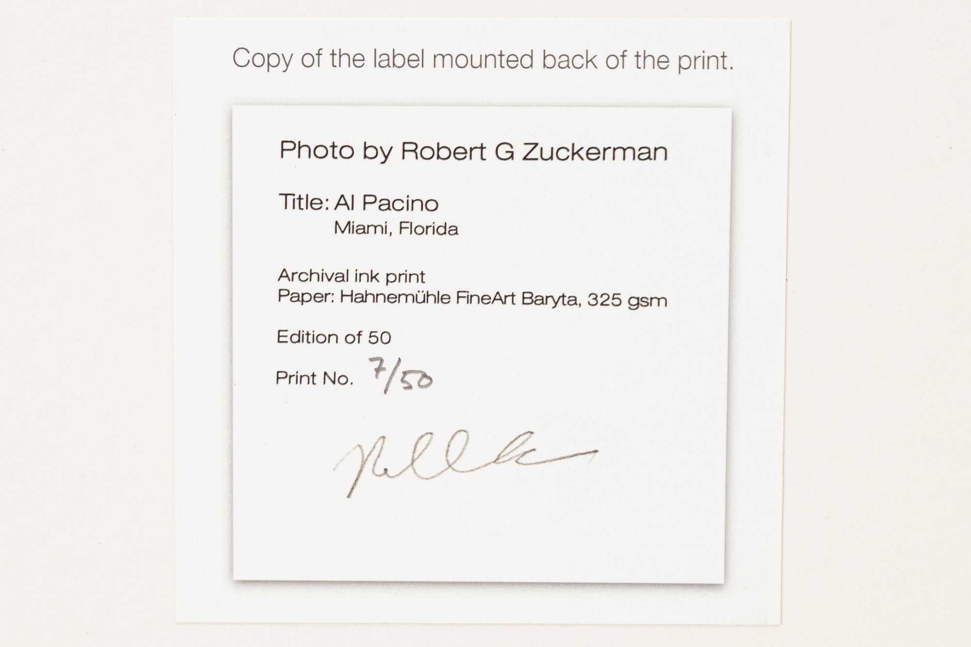 Robert Zuckerman, "Al Pacino, Miami, Florida", 1990.