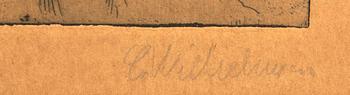 Carl Wilhelmson,  etching signed.