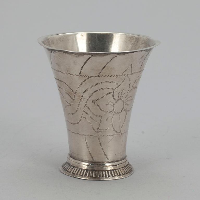 BÄGARE, silver, Finland, Tavastehus 1782, Petter Törnqvist. Vikt 52 g.