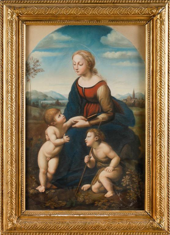 MARIA RÖHL, pastell, kopia efter Rafael, signerad.