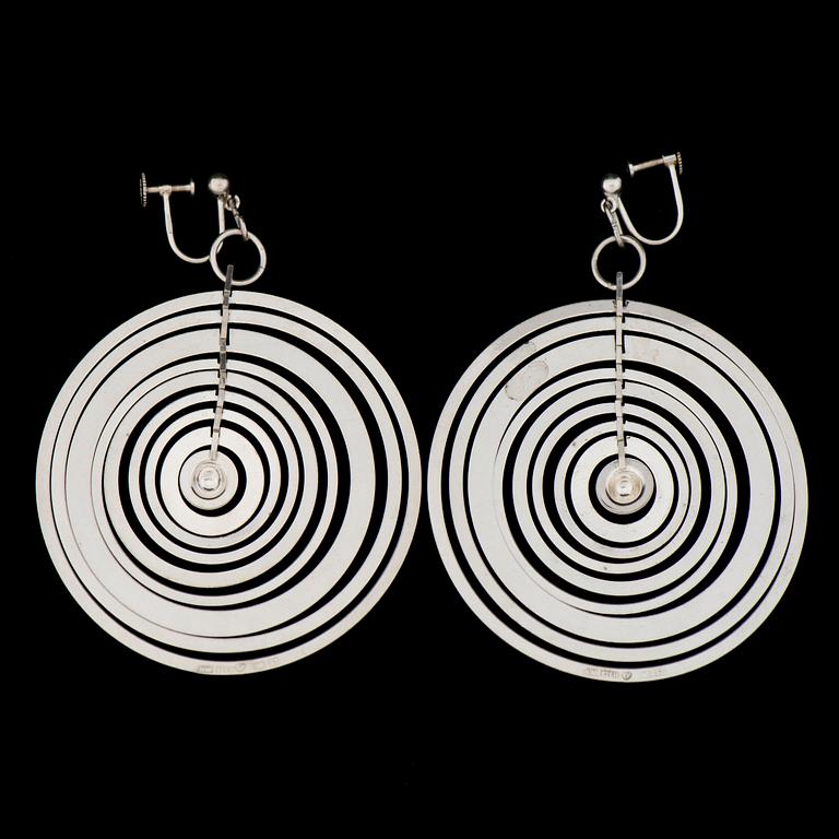 Tapio Wirkkala, A PAIR OF EARRINGS, "Silver Moon", silver. Kultakeskus 1971.