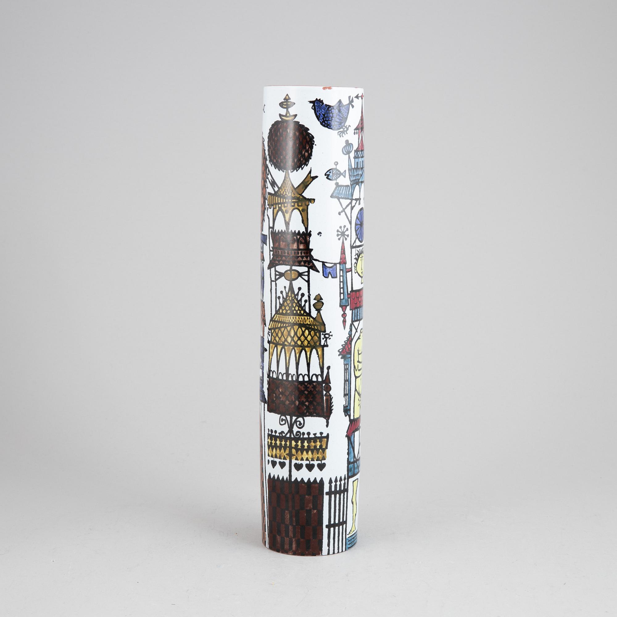An earthenware 'Karneval' vase by Stig Lindberg, Gustavsberg Studio.