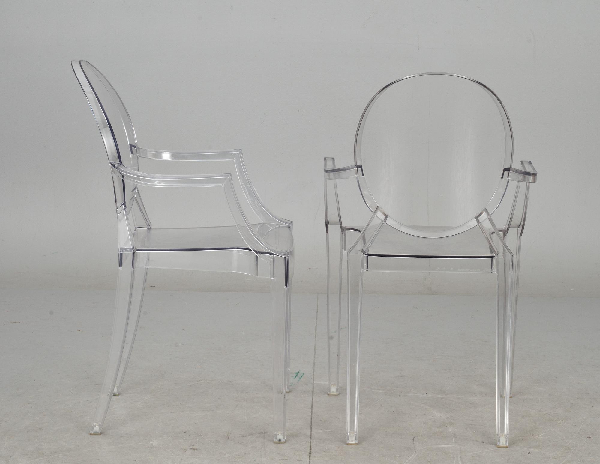 KARMSTOLAR, ett par, "Louis Ghost", Philippe Starck för Kartell.