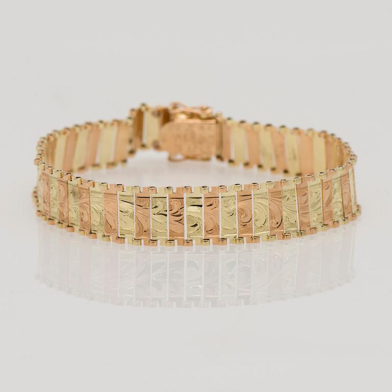 ARMBAND, 14K gult och rött guld. Finska stämplar Åbo 1960-tal. Vikt 16 g.