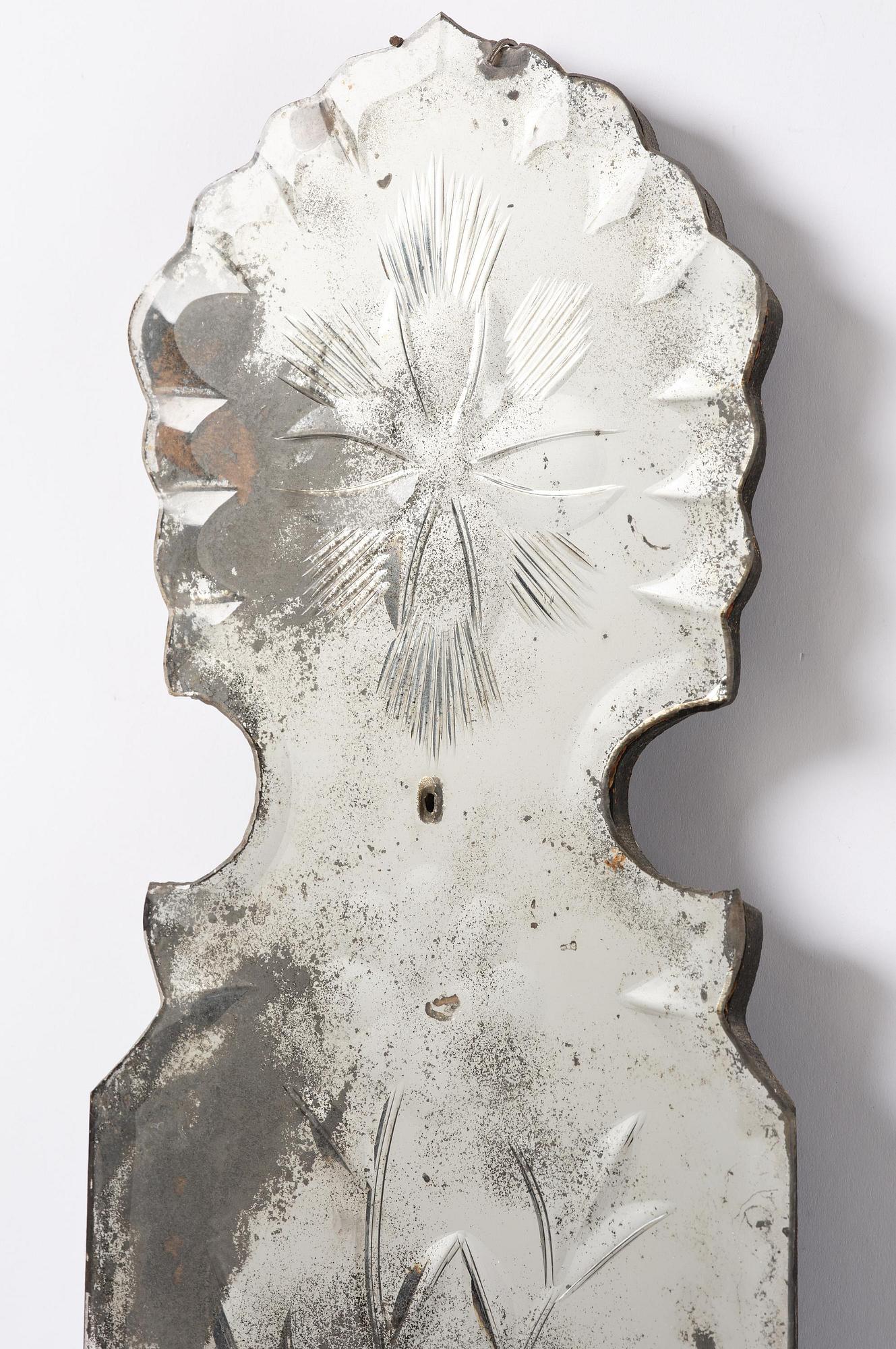 Spegellampetter, ett par, för ett ljus, omkring år 1900, Senbarockstil med delvis äldre delar.