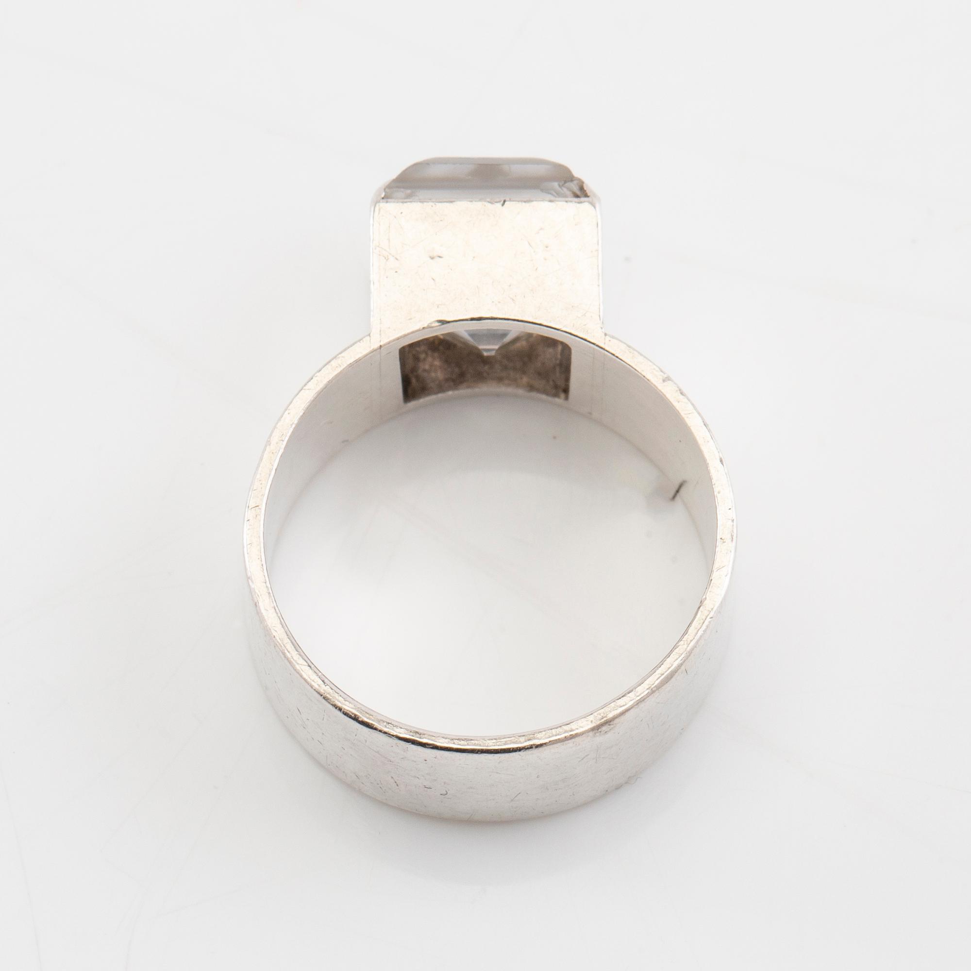 Wiwen Nilsson, ring silver and faceted rock crystal, Lund 1961.