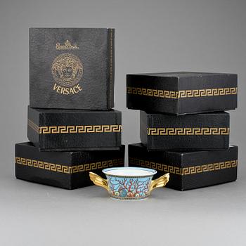 KOPPAR med FAT, porslin, 6 st, "Les Tresor de la Mer", Versace för Rosenthal.