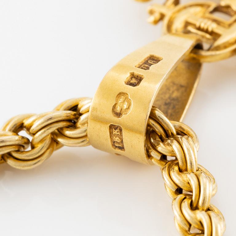 Medaljong 18K guld med pärlor med kedja 18K guld.