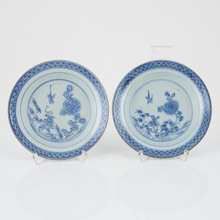 A set of eight blue and white dishes, Qing dynasty, 18th Century.