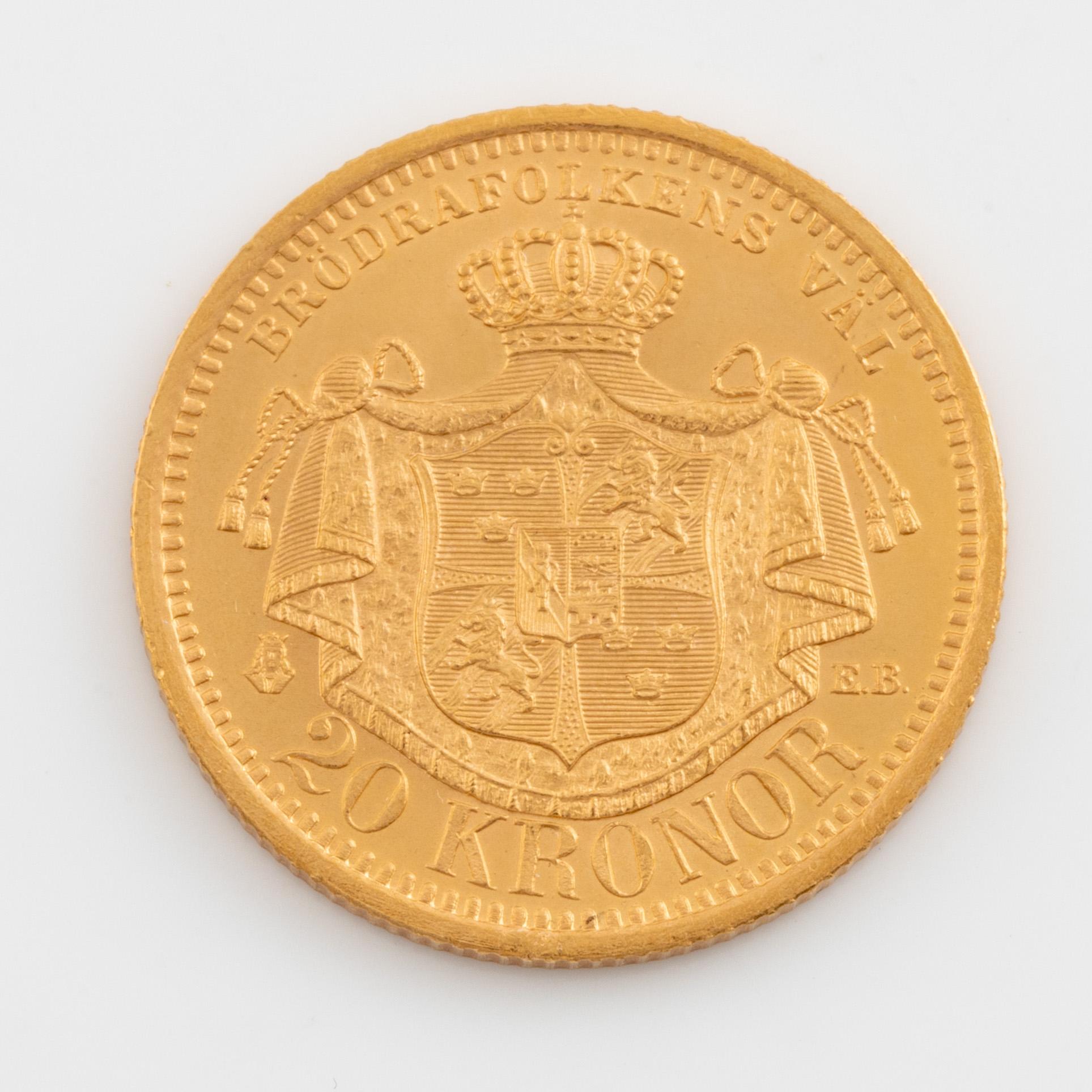 Oscar II, guldmynt, Sverige, 20 kronor, 1899.