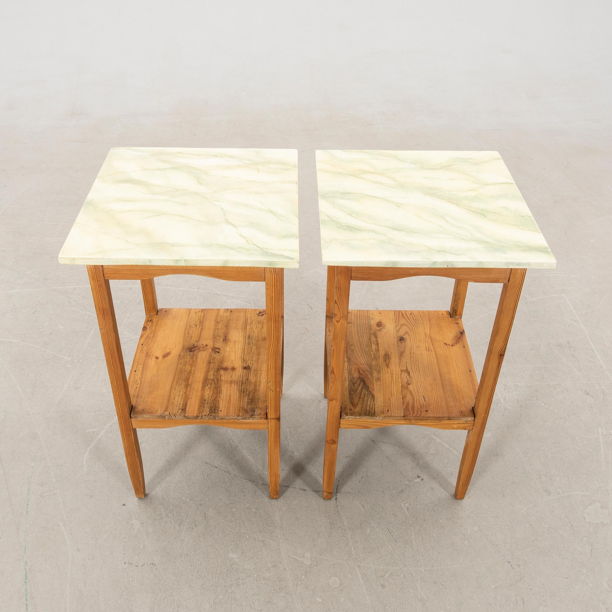 Bedside tables, a pair, first half of the 20th century.