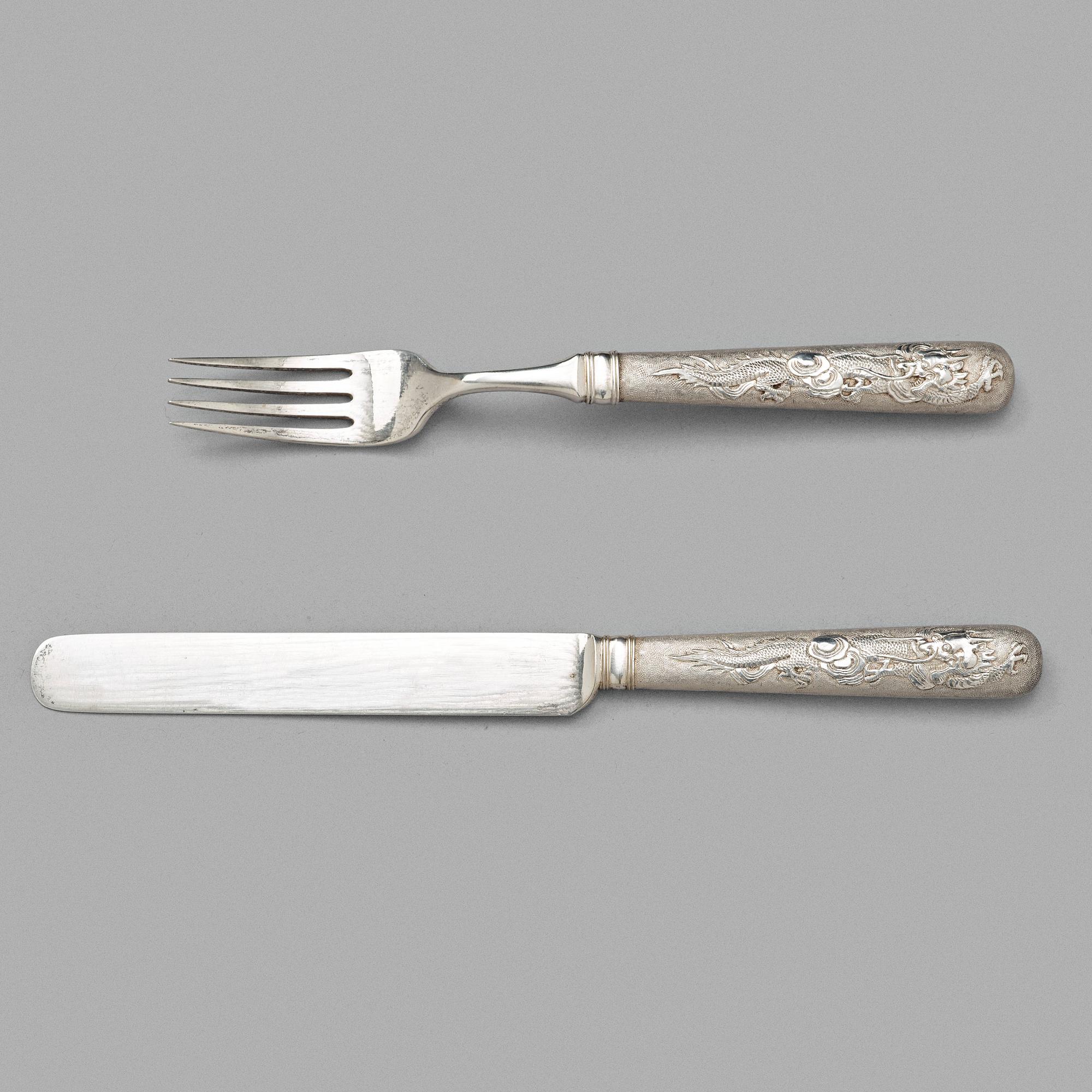 BESTICK, 12 delar, silver. Kina, Shanghai, Zee Wo, tidigt 1900-tal.