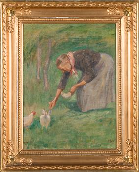 Maria Wiik, Feeding the hens.