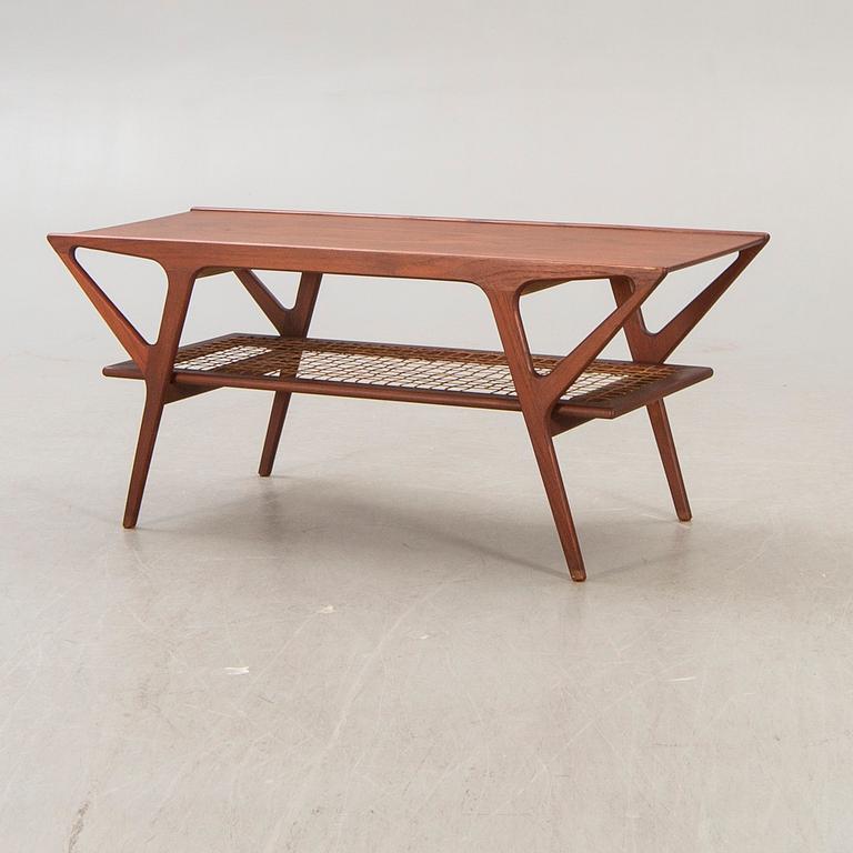 A Danish teak and rattan 1960s coffee table.