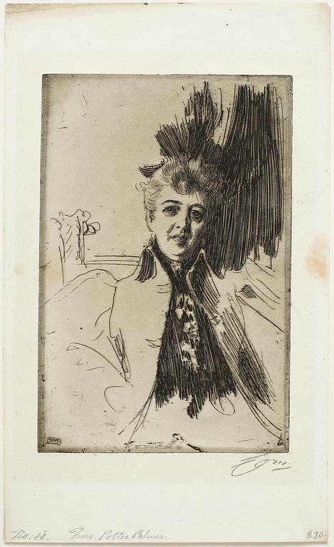 ANDERS ZORN, etsning, utförd 1896, signerad med blyerts.