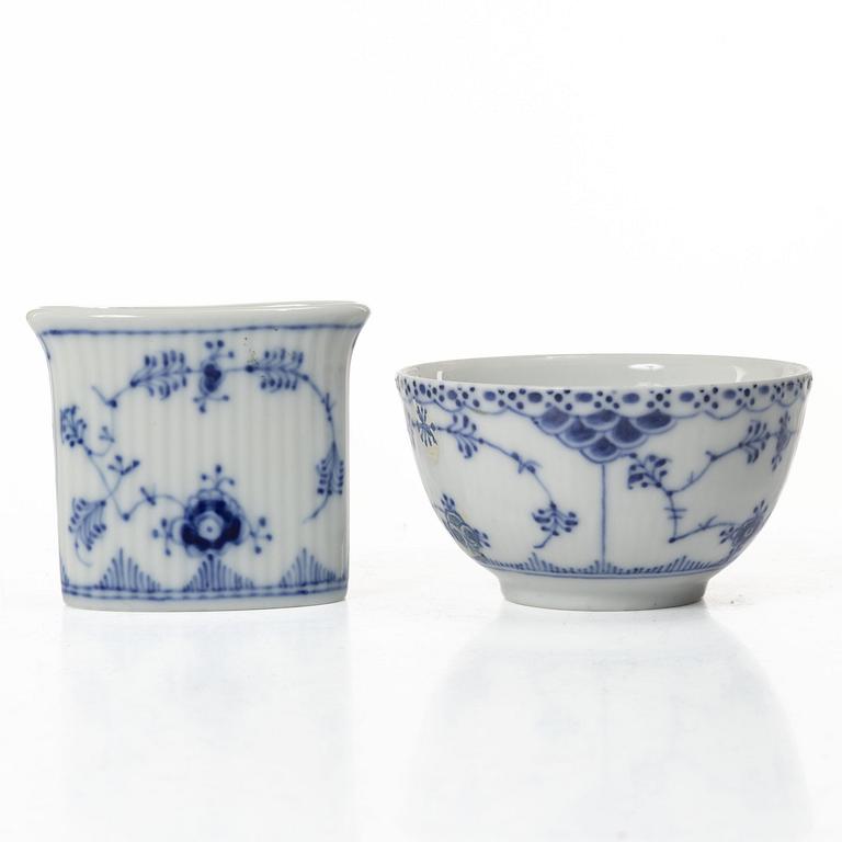 Royal Copenhagen, A 22 piece tea set, half laced and fukll laced, "Musselmalet", Denmark.