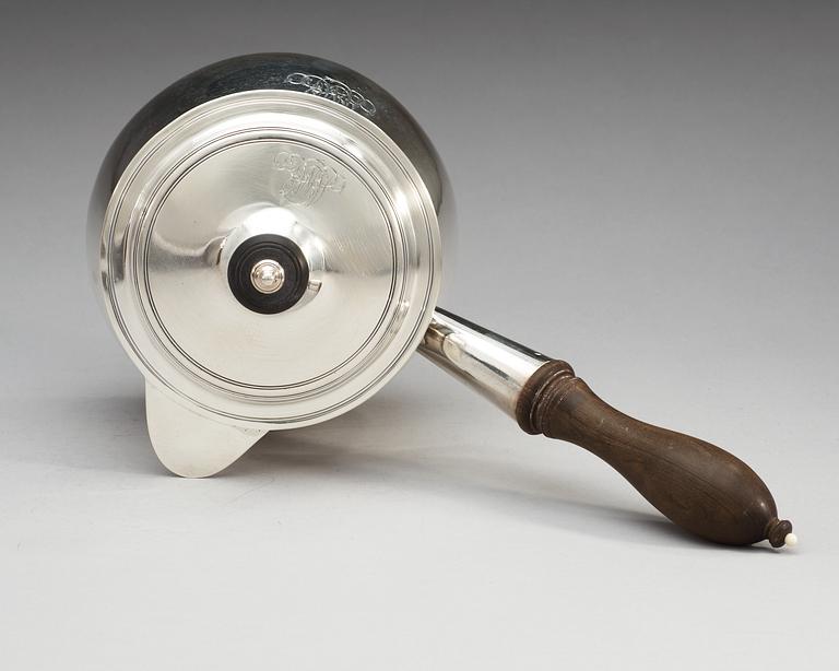 An English 18th century silver brandy-pan, probably of William Burch, London 1794.