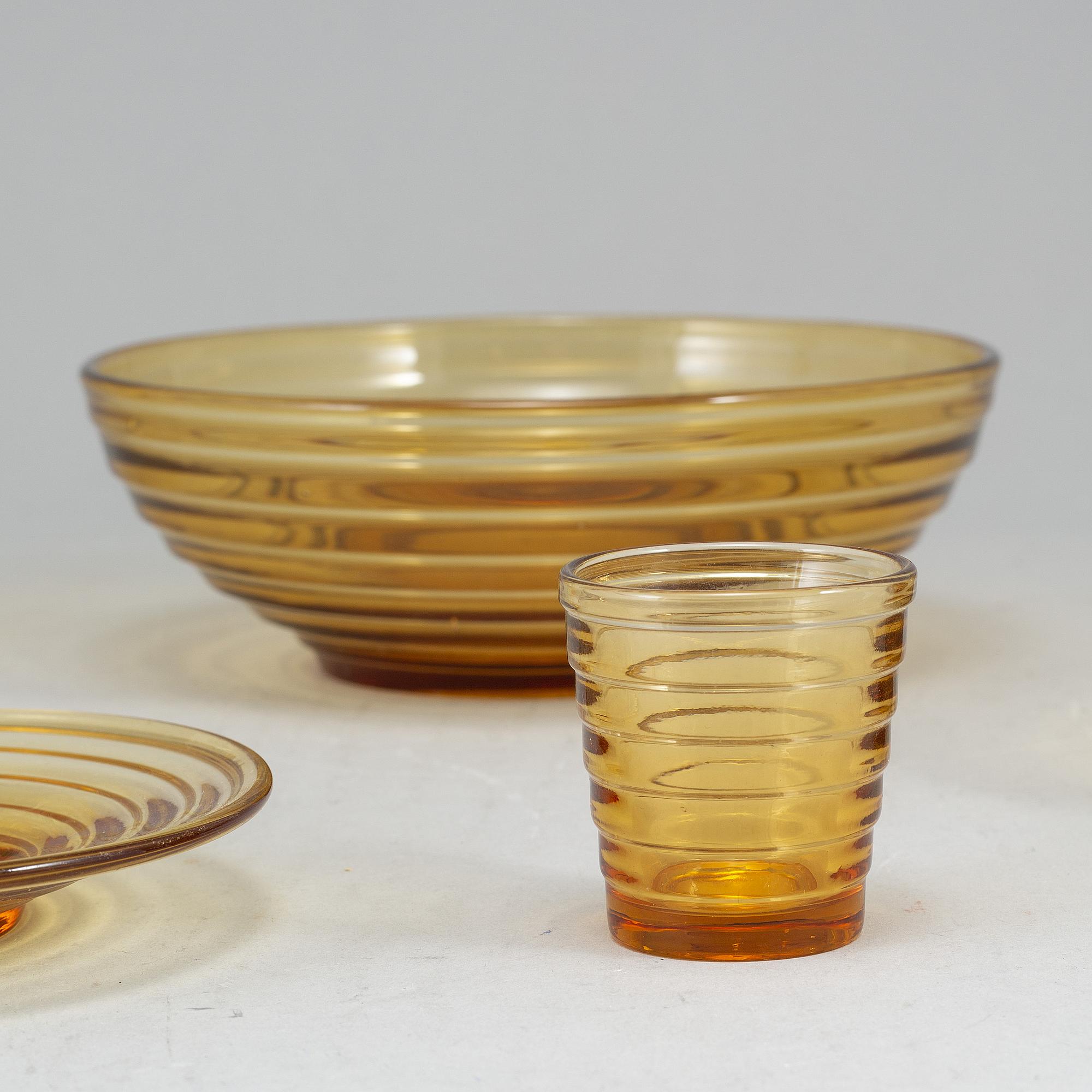 AINO AALTO, servisdelar, 15 st, glas, "Bölgeblick", Karhula, Finland, 1930-tal.