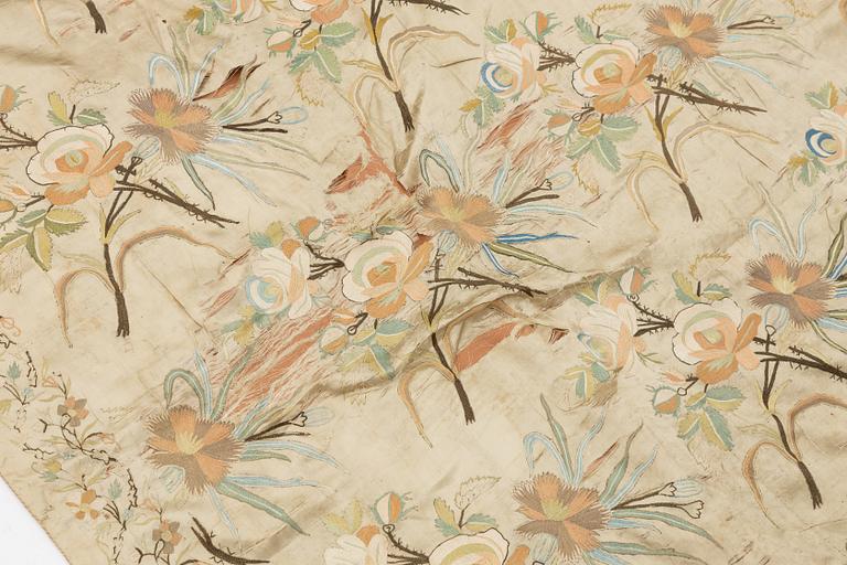 Antique silk embroidery, 19th century.
