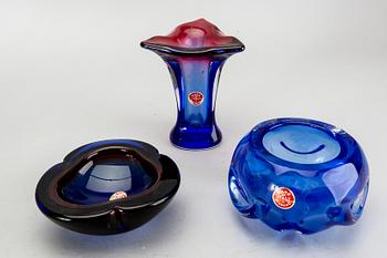 Eight mid 20th century glass items from Murano, Venice Italy.