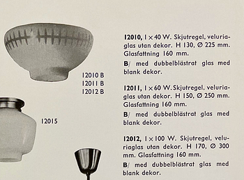 Harald Notini, or Uno Westerberg, a pair of ceiling lamps model "12012", Arvid Böhlmarks Lampfabrik, Stockholm, 1950s.