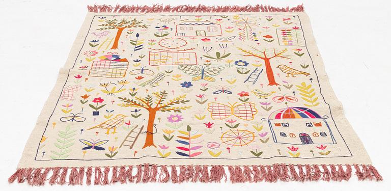 Rug, Kilim, hand-embroidered, 198 x 156 cm.