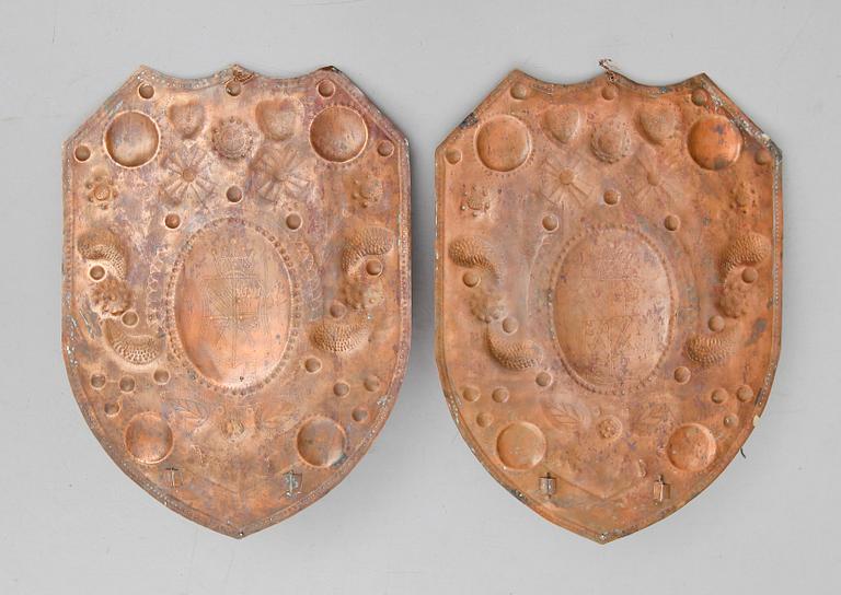LJUSPLÅTAR, 1 par, koppar, 1800-talets andra hälft.