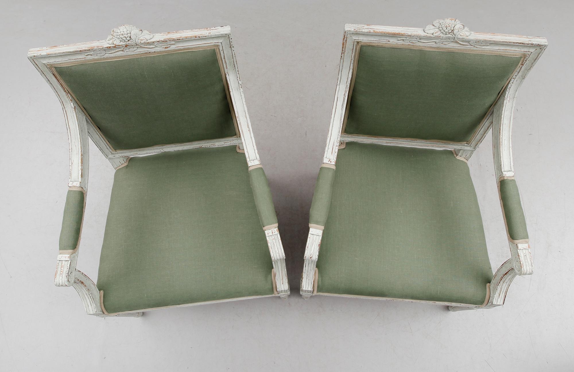 KARMSTOLAR, 1 par, gustaviansk stil, 1800-talets andra hälft.