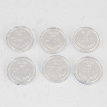 Commemorative coins, 17 pcs, sterling silver, Kingdom of Sweden, Swedish Mint, Eskilstuna.