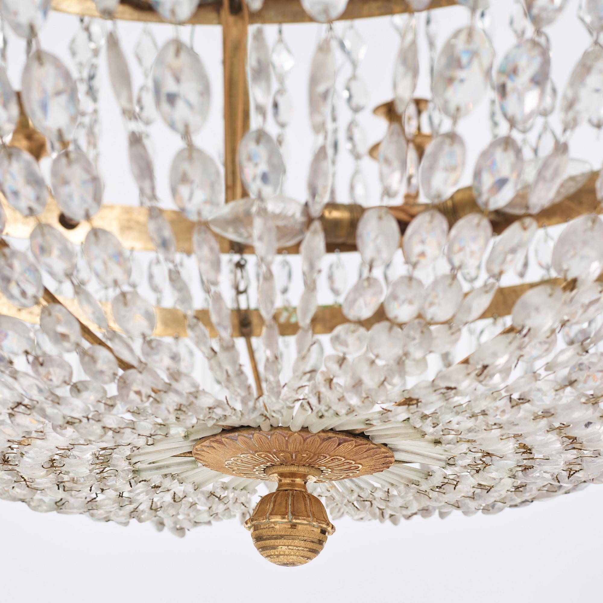 A Swedish Empire ten-light chandelier, early 19th century.