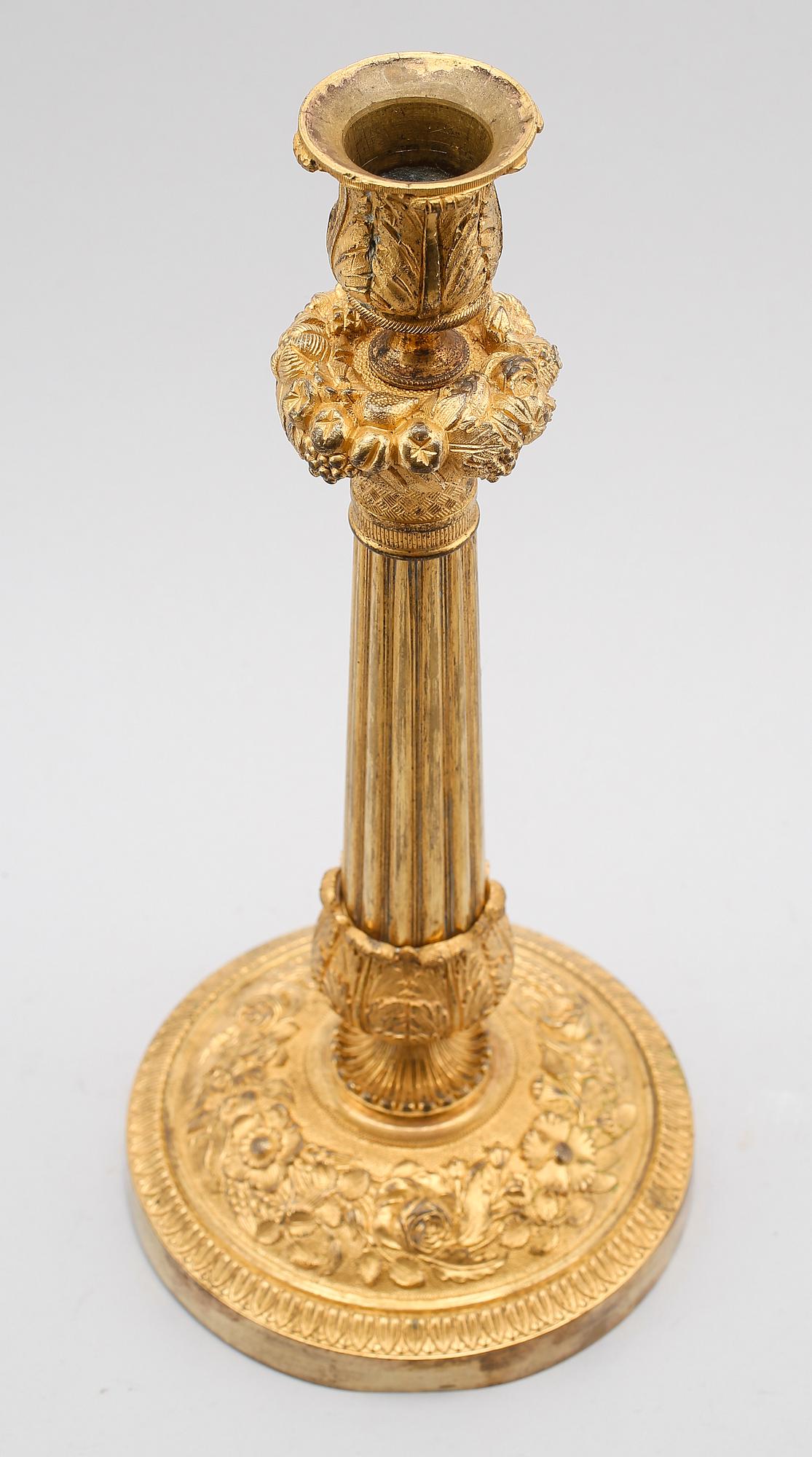 LJUSSTAKE, förgylld brons, empire, 1800-talets första hälft.