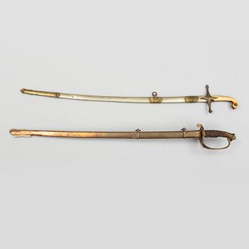 Two offficer's sabres for the Kingdom of Siam around year 1900, with scabbards.