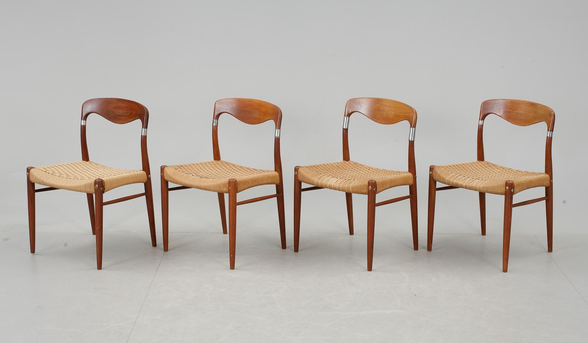 MATBORD samt STOLAR, 5 st, sannolikt Nils Ole Møller, Danmark, 1960-tal.