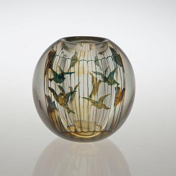 An Edward Hald graal glass vase, Orrefors 1944.