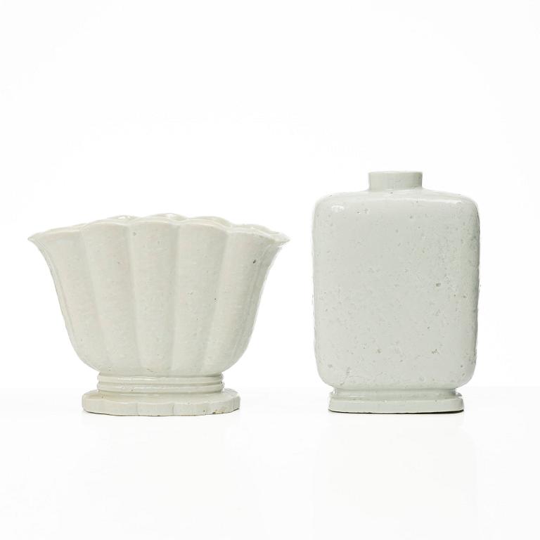 Gunnar Nylund, vaser, 4 st, chamotterat stengods, Rörstrand 1930-40-tal.