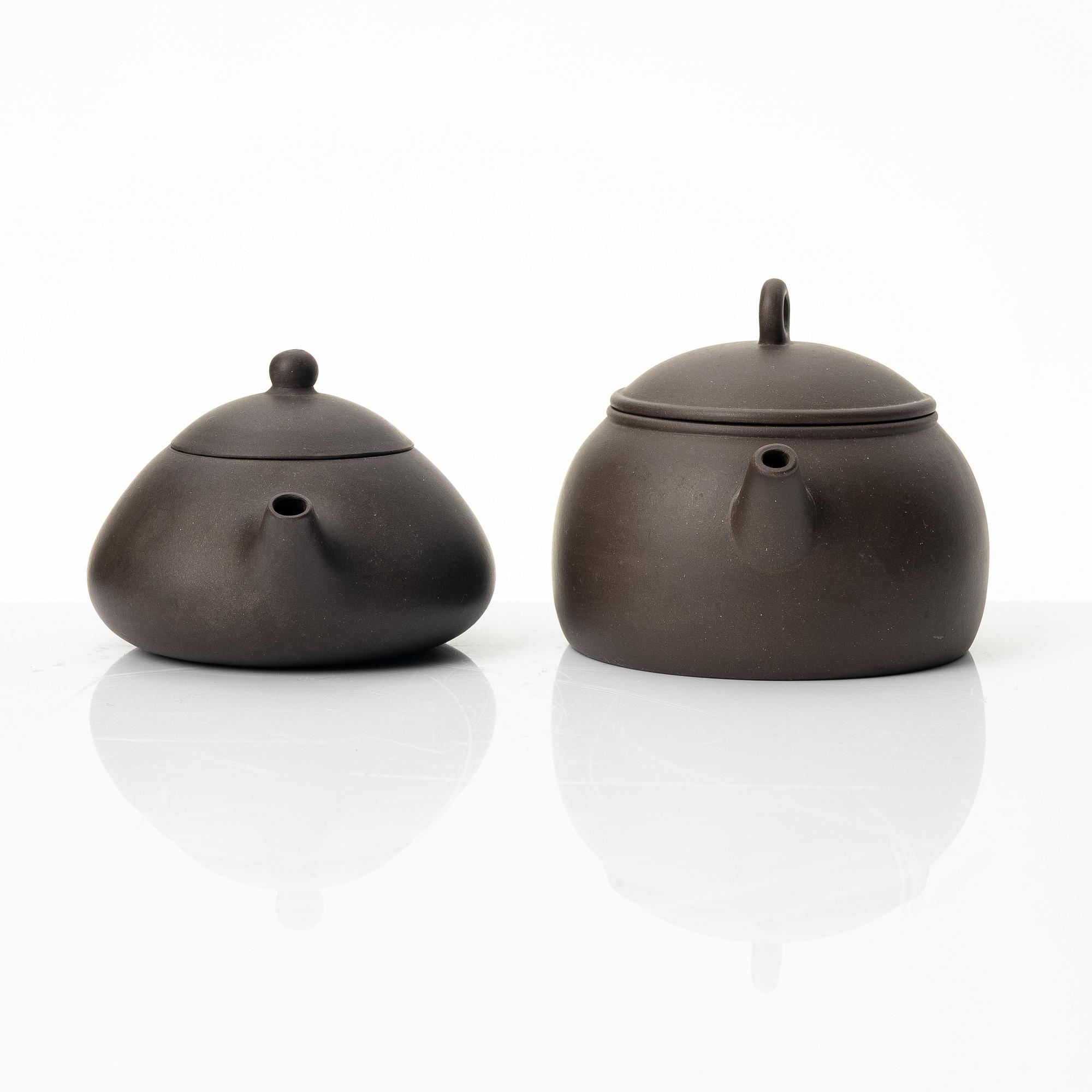 Tekannor, fem stycken, yixing, Kina, 1980/-90-tal.