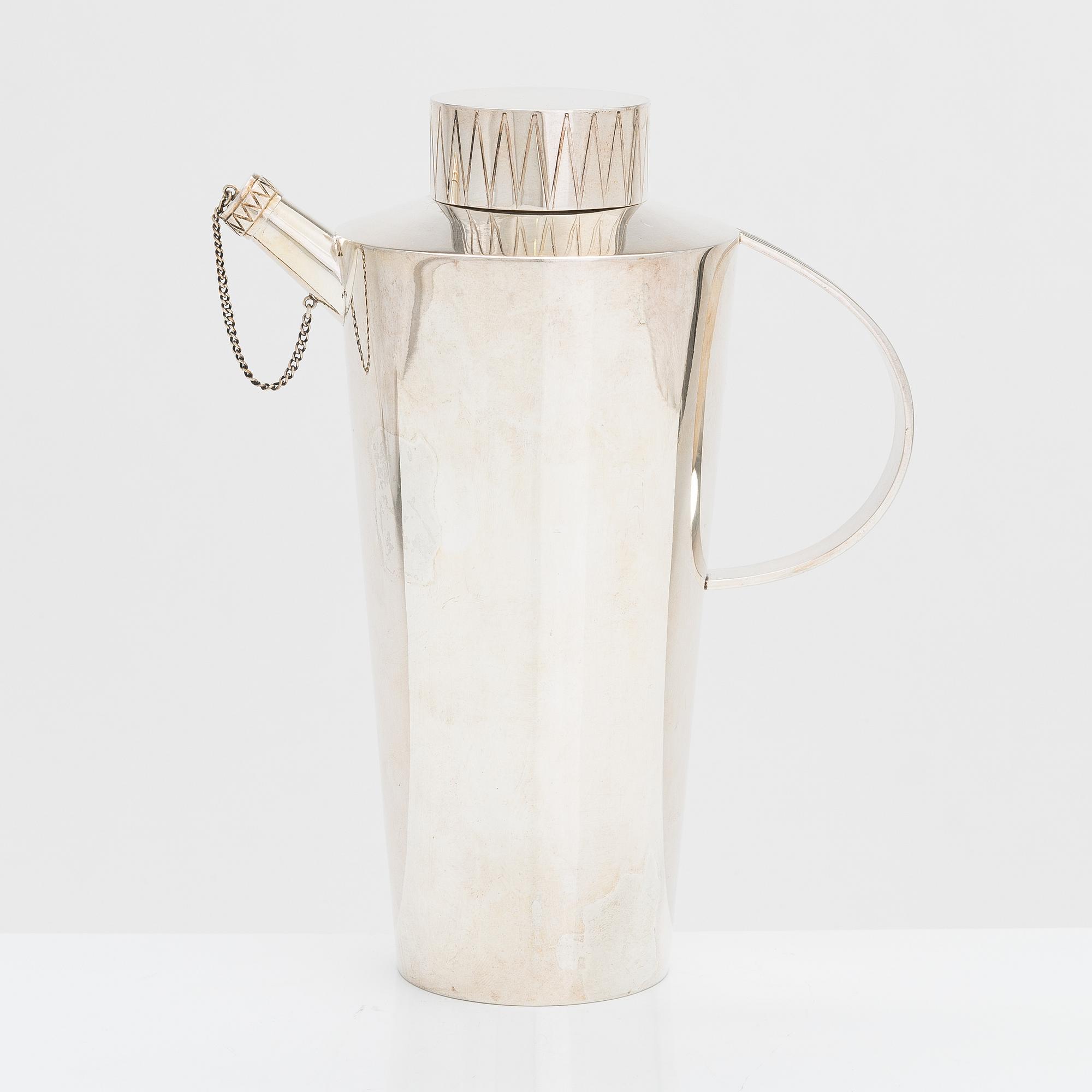 A silver cocktail shaker, Hopeatehdas,, Helsinki 1950.