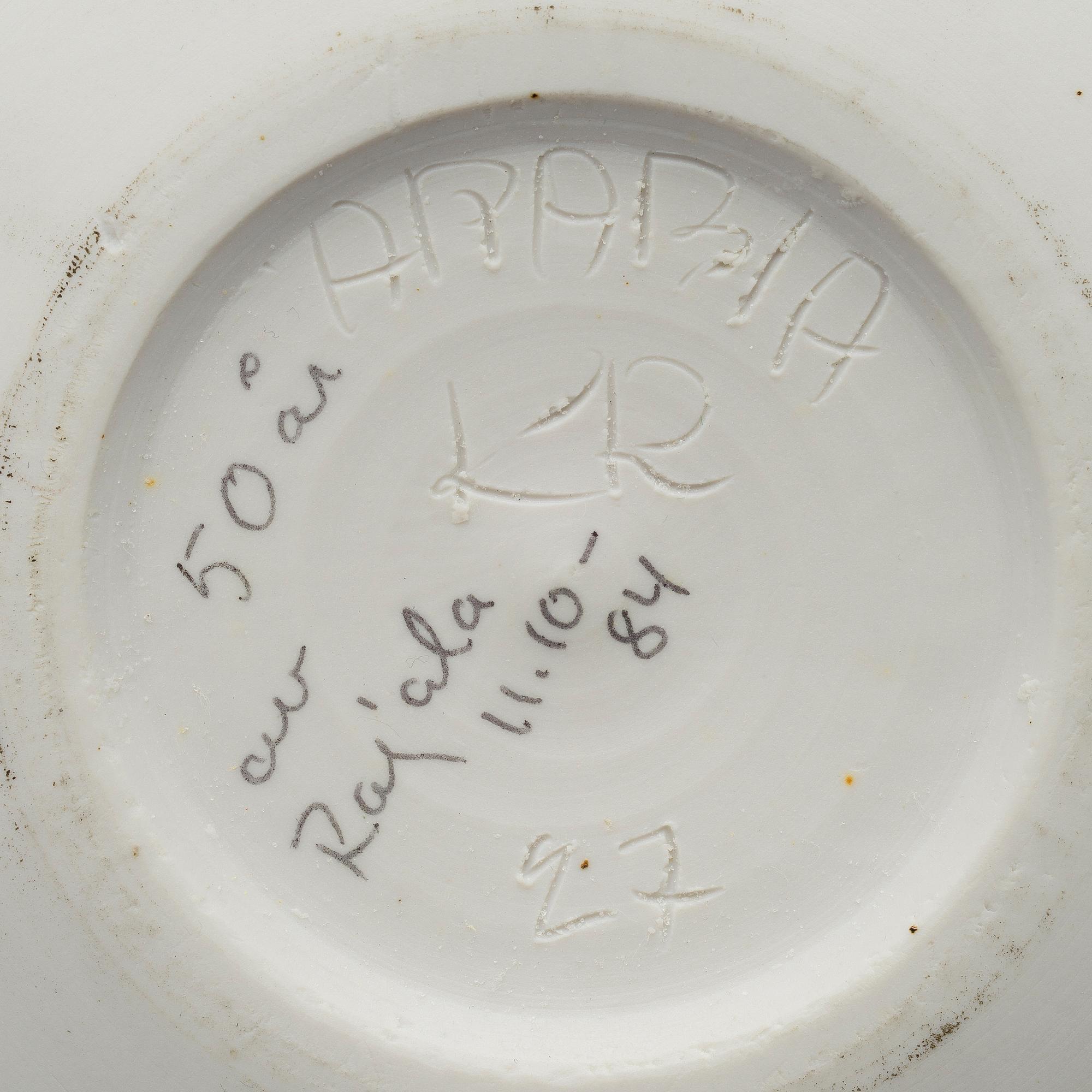 KAUKO RAJALA, SKÅLFAT, keramik, signerad i godset KR, Arabia 27.