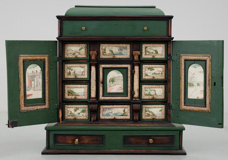 KABINETTSKÅP samt BORD, barock, 1700-tal.