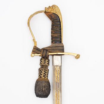 A Swedish infantry officer's sword with scabbard.