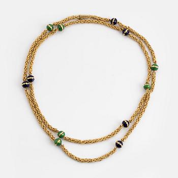 18K gold necklace with enamel.