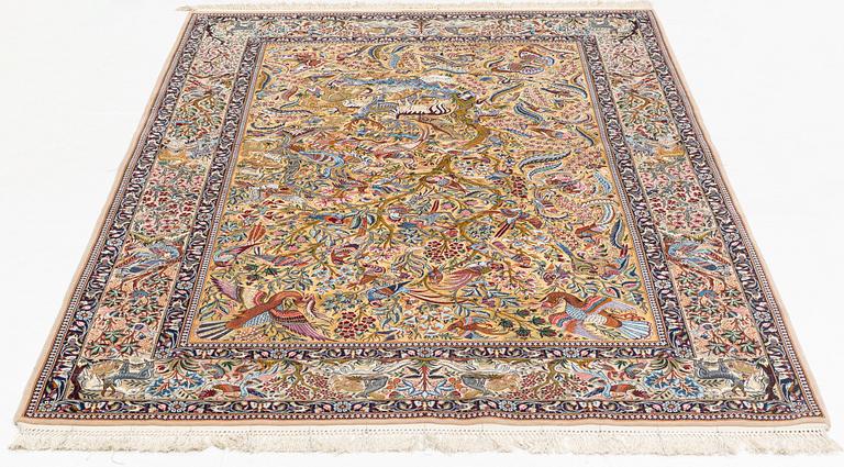 Matta, old, Isfahan, part silk, signerad Shabani, ca 246 x 161 cm.