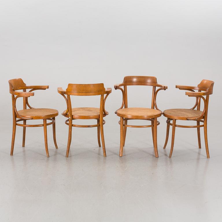 A SET OF 6 THONET ARMCHAIRS, second half of 20th century, 3 with labels.