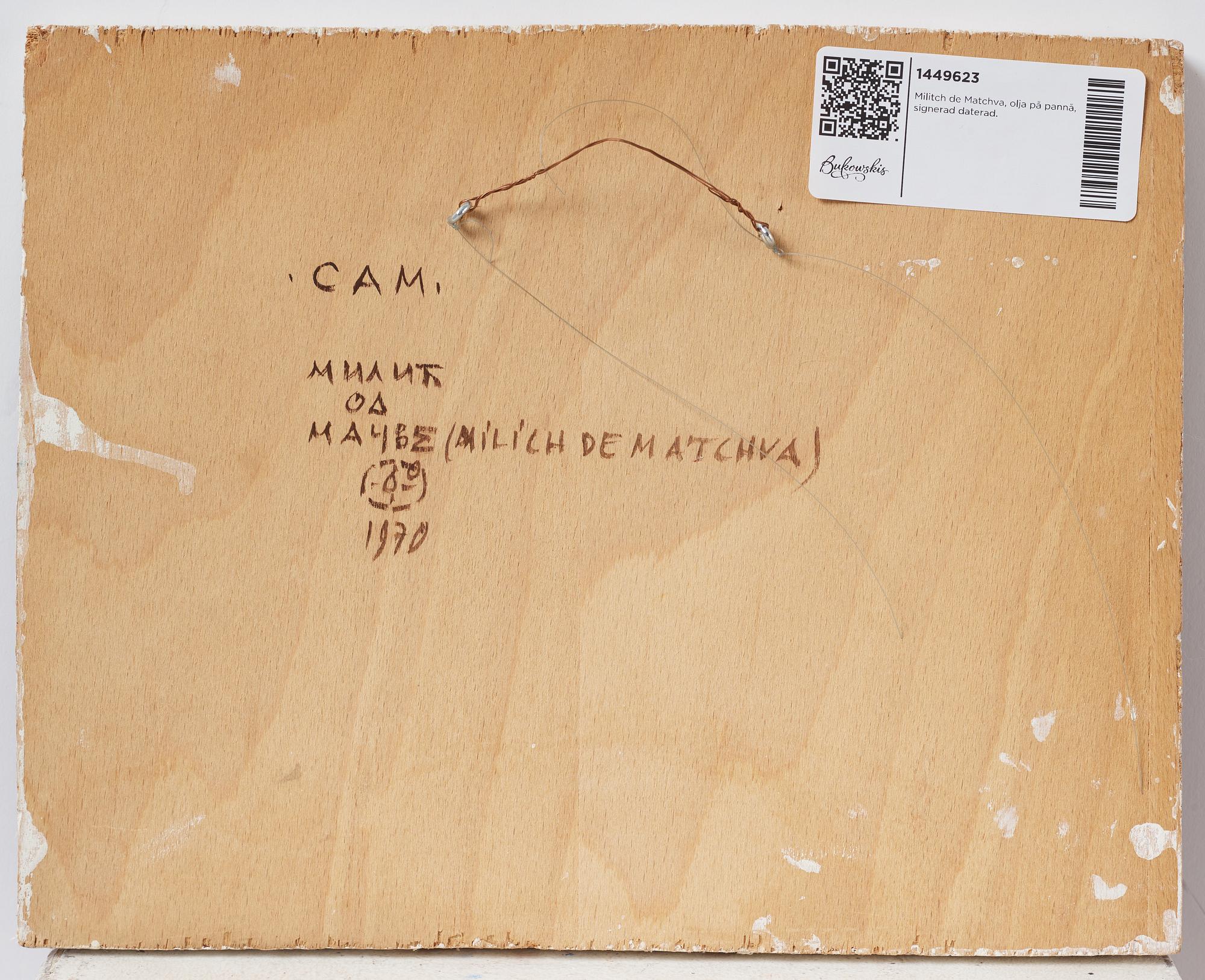 Milić od Mačve, olja på duk lagd på pannå, signerad och daterad 1970.