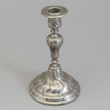 a pewter candlestick by Johan Bruhn, Västervik 1778.