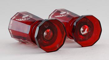 BRÖLLOPSBÄGARE, 1 par, glas, Böhmen, 1900-talets mitt.