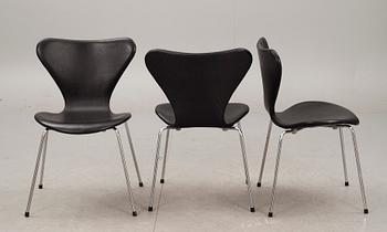 Stolar, 6 st, "Sjuan", Arne Jacobsen för Fritz Hansen. 1970-tal.