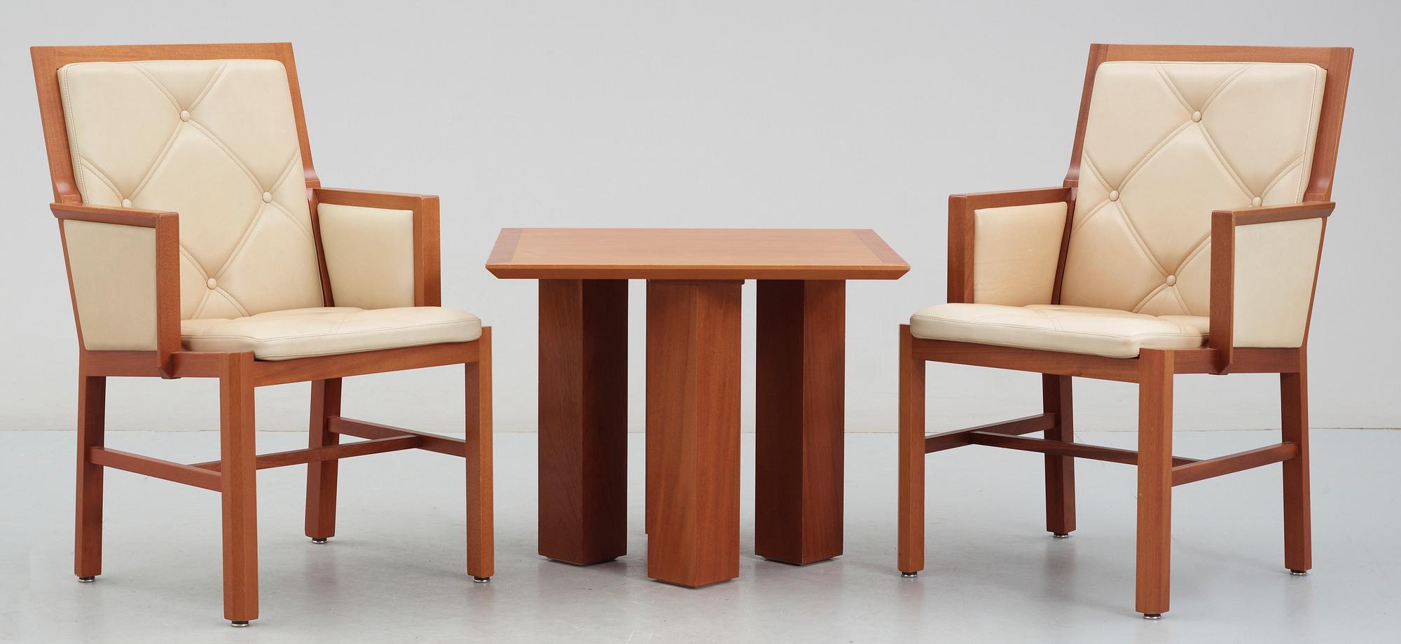 BORD OCH FÅTÖLJER, ett par, modell Skyline, Bernt Andersson, Skandi-form, 1990.