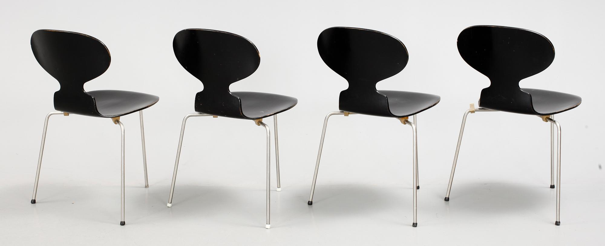 STOLAR, 4 st, "Myran", Arne Jacobsen, Fritz Hansen, 1900-talets mitt.