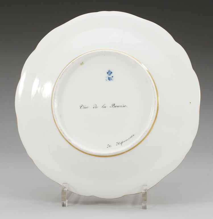 A Russian dinner plate, Imperial Porcelain Manufactory, St Petersburg, period of Emperor Nicholas I (1825-55).